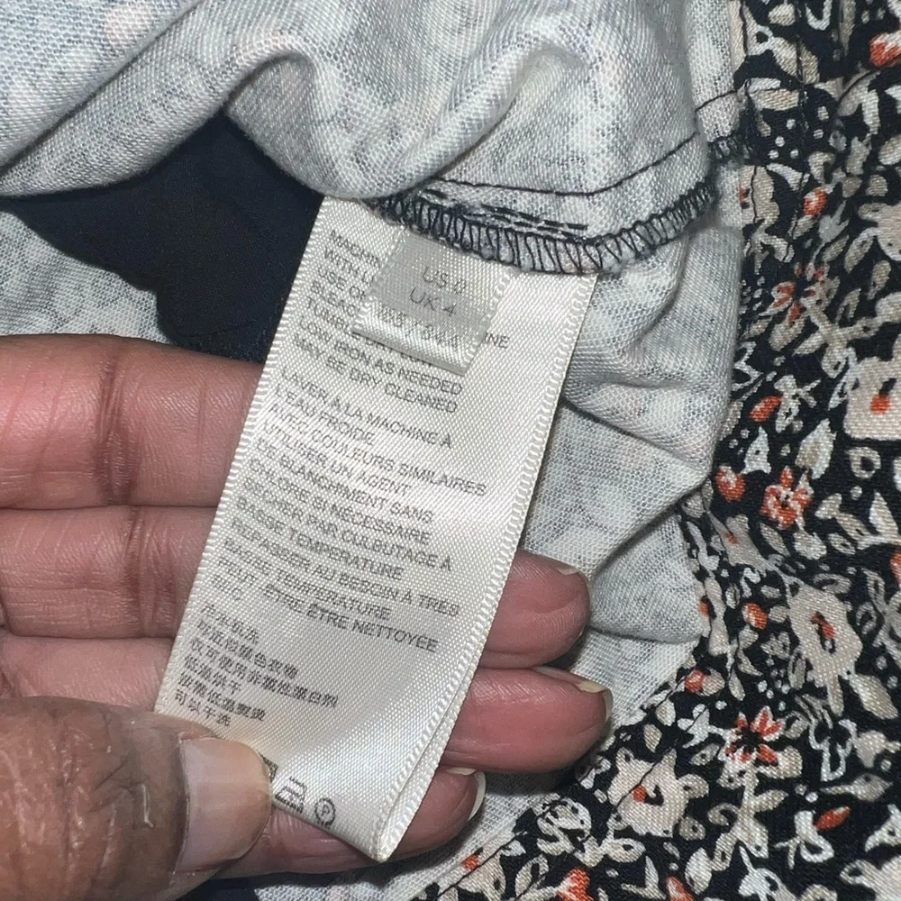 Free People Black/ Orange & Tan Floral Backless Mini Halter Dress size 0 - Picture 5 of 7